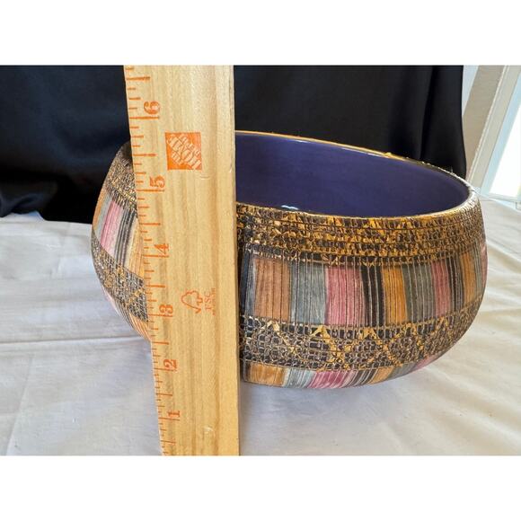 ITALIAN ART POTTERY LARGE BOWL ALDO LONDI BITOSSI "SETA" CERAMIC ITALY MCM GOLD - Picture 11 of 12